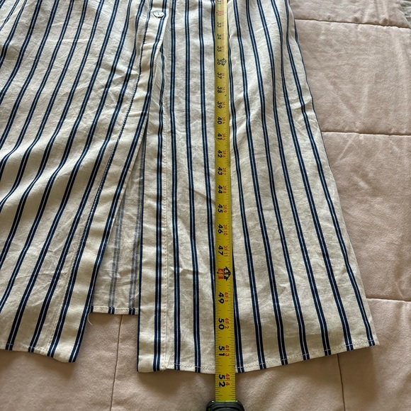 Zara Linen blend navy Striped Button-Down Dress with Belt - Picture 11 of 12